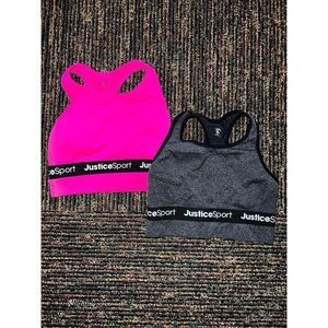 2-Pack Justice Sport Girls Racerback Sports Bras – Pink & Gray